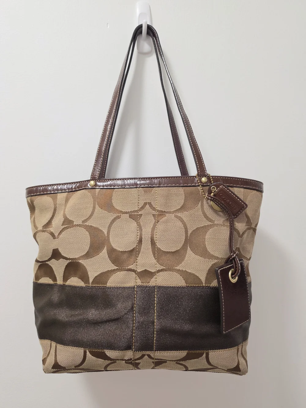 Coach Tan & Brown Signature Canvas Shoulder Tote